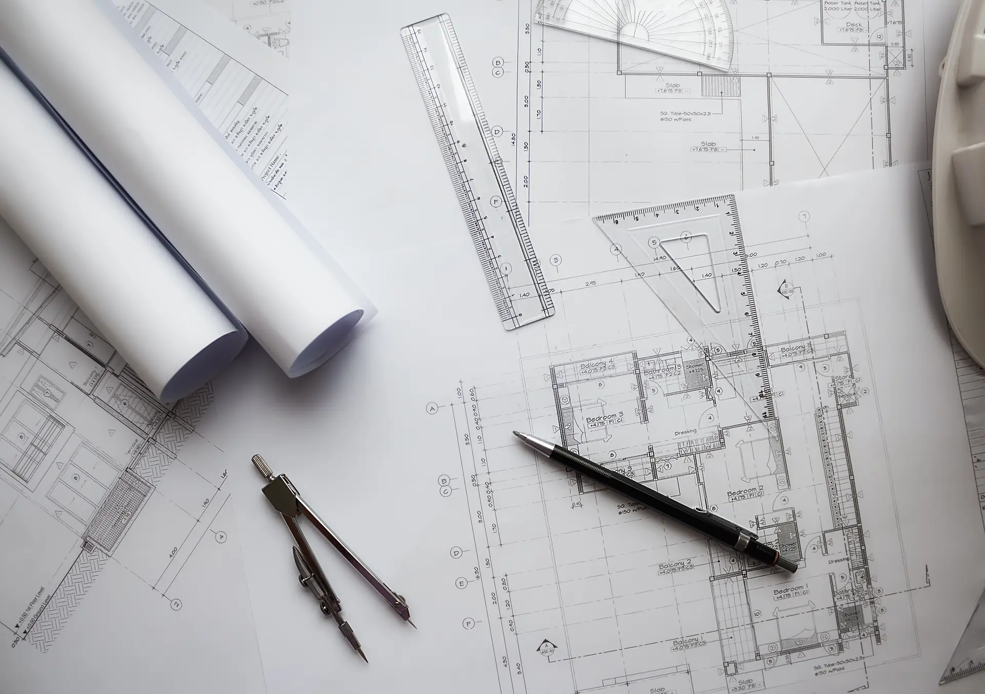 image-engineering-objects-workplace-top-view-construction-concept-engineering-tools-vintage-tone-retro-filter-effect-soft-focus-selective-focus